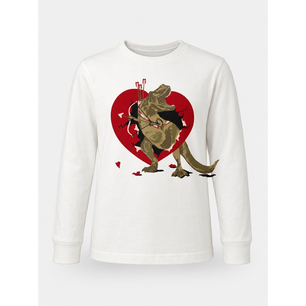 NEW Tommy Bahama Kids White Cupid T-Rex Heart LS Dinosaur Graphic Tee Size M 7/8 - Picture 12 of 12
